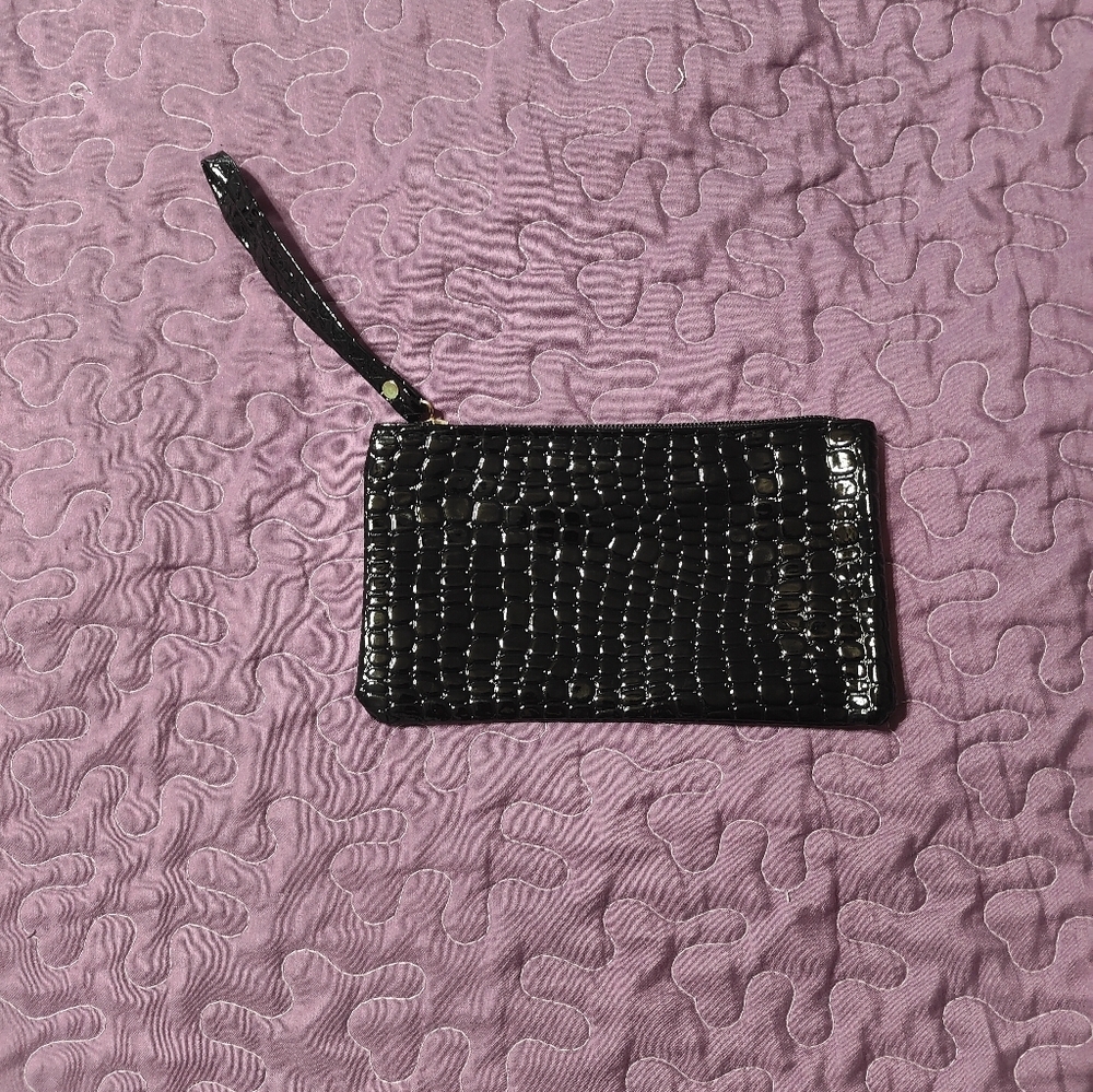 Black Crocodile Wristlet Clutch - Picture 4 of 5